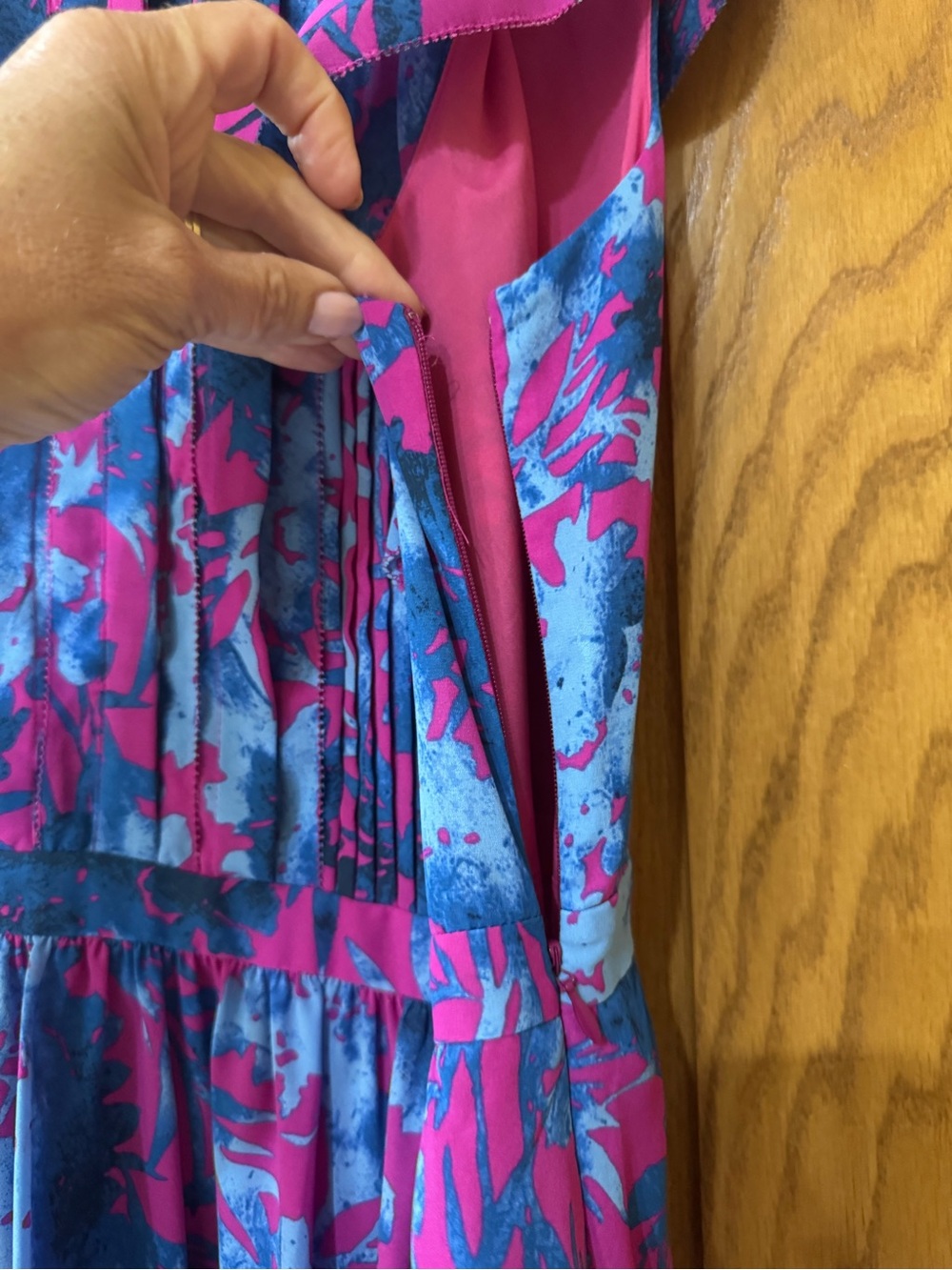 Banana Republic Pink and Blue Floral Dress with pockets - Picture 3 of 6